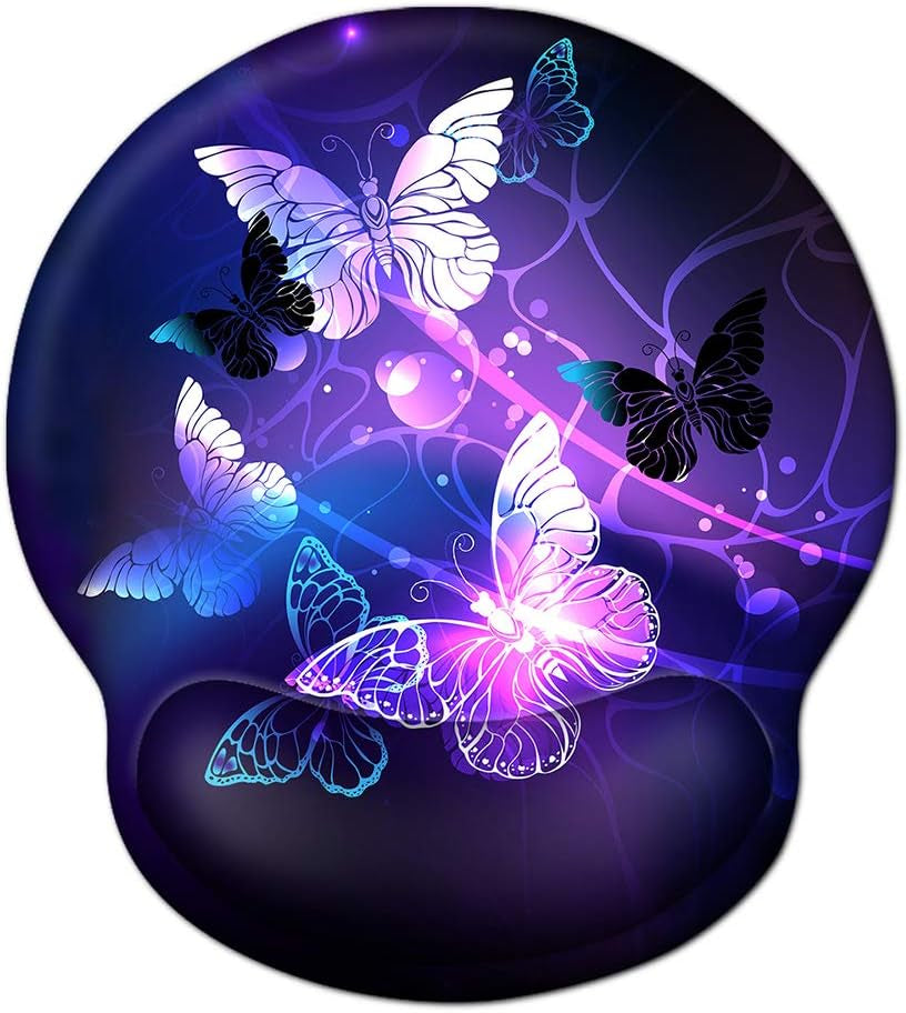 Ergonomic Mouse Pad Wrist Rests, Non Slip Mousepads with Gel Cushion Wrist Support, Comfortable Durable Mouse Pads for Home Office Efficient Working Easy Typing & Pain Relief ( Arts Butterfly )