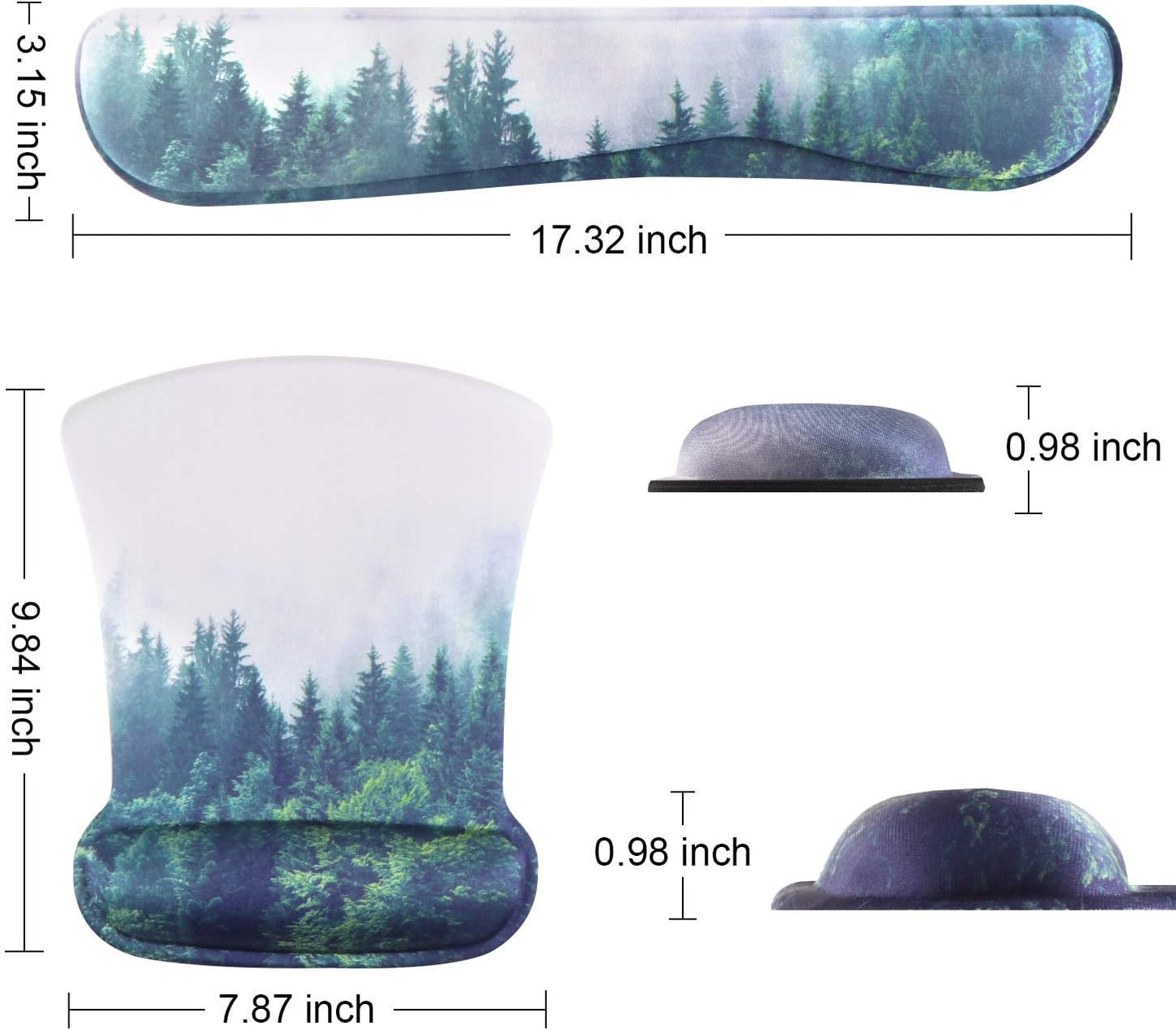 Keyboard Wrist Rest and Mouse Wrist Rest Pad, Made of Memory Foam, Ergonomic Support, Easy Typing and Relieve Wrist Pain for Gaming, Computer, Office, Laptop (D-Forest)