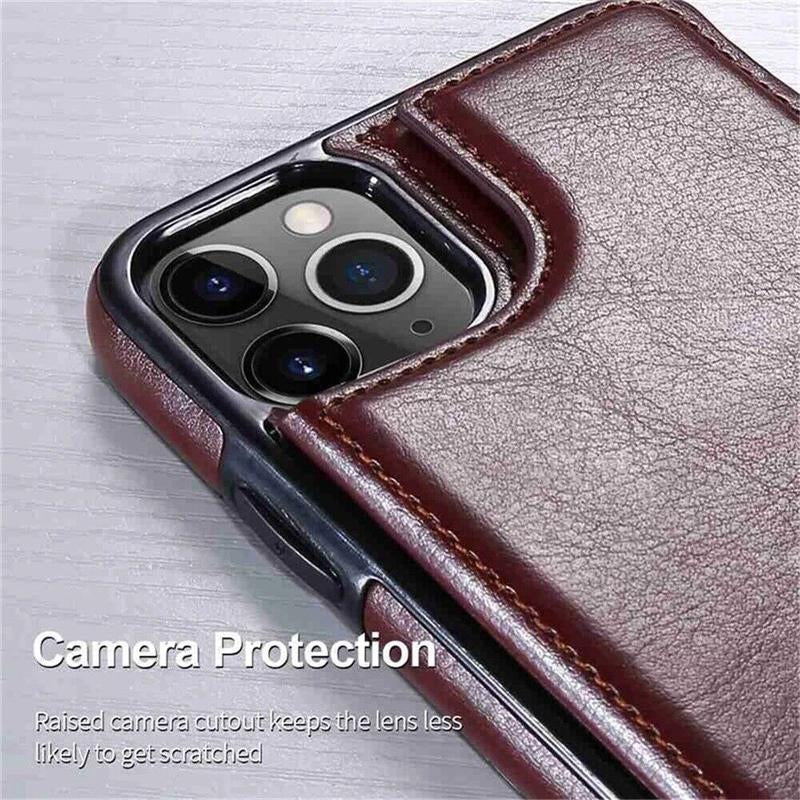 For Iphone 16 15 14 13 12 Pro Max Wallet Case with Card Holder ,PU Leather Kickstand Card Slots Case Double Magnetic Clasp and Durable Shockproof Phone Cover Back Card Wallet,7Colors