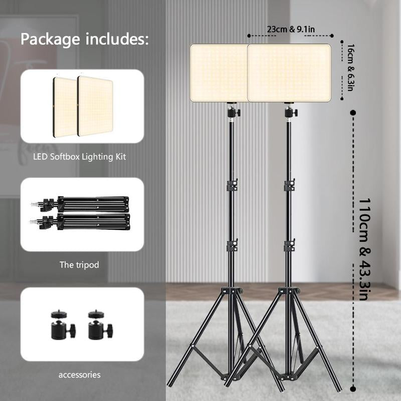 LED Video Light, Adjustable Brightness Shooting Fill Light with Tripod Stand, USB Powered Fill Light for Video Recording Live Streaming Make up Vlogging