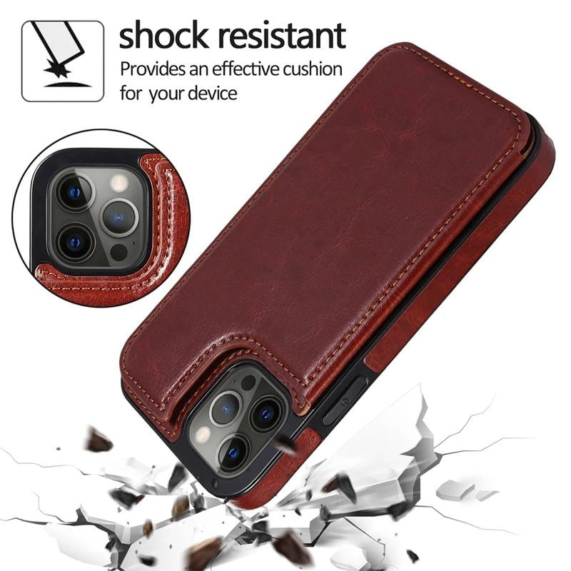 For Iphone 16 15 14 13 12 Pro Max Wallet Case with Card Holder ,PU Leather Kickstand Card Slots Case Double Magnetic Clasp and Durable Shockproof Phone Cover Back Card Wallet,7Colors