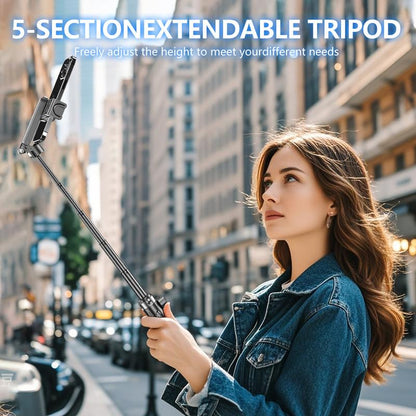 Mini Mobile Tripod Upgrade, Removable with Bluetooth Remote Control, Pocket-Sized Retractable Portable Pole Tripod, Suitable for Shooting Vlog, Selfie, Live Broadcast, Compatible with Smartphones and Cameras