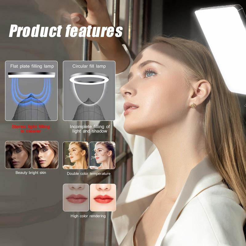 LED Video Light, Adjustable Brightness Shooting Fill Light with Tripod Stand, USB Powered Fill Light for Video Recording Live Streaming Make up Vlogging