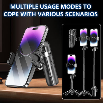 Mini Mobile Tripod Upgrade, Removable with Bluetooth Remote Control, Pocket-Sized Retractable Portable Pole Tripod, Suitable for Shooting Vlog, Selfie, Live Broadcast, Compatible with Smartphones and Cameras