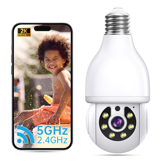 Wireless Light Bulb Security Camera for Home Security, 5G/2.4G Wifi, Auto Tracking, Video Recording, Color Night Vision Wifi Home