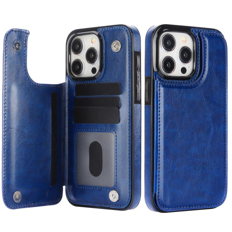 For Iphone 16 15 14 13 12 Pro Max Wallet Case with Card Holder ,PU Leather Kickstand Card Slots Case Double Magnetic Clasp and Durable Shockproof Phone Cover Back Card Wallet,7Colors