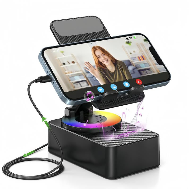 Wireless Audio Bluetooth Speaker with Power Bank, 5 in 1 Phone Holder Speaker, Emergency Charging, Bluetooth 5.0 FM HD Bassup Answer Calls for Kitchen Gym Outdoors Travel Party