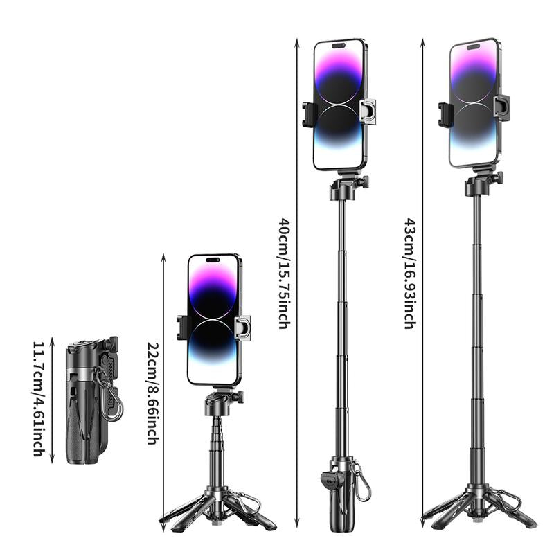 Mini Mobile Tripod Upgrade, Removable with Bluetooth Remote Control, Pocket-Sized Retractable Portable Pole Tripod, Suitable for Shooting Vlog, Selfie, Live Broadcast, Compatible with Smartphones and Cameras
