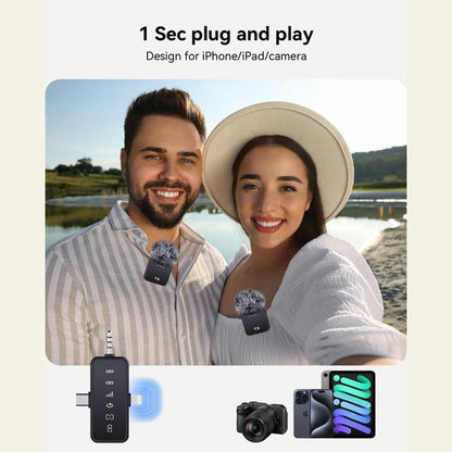 PQRQP 3 in 1 Microphone for Iphone/Android/Camera, Wireless Lavalier Microphone, 328Ft Transmission, 18H Battery Life, Mini Microphone for Springtok