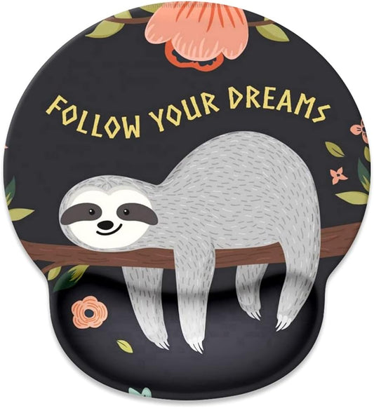 Cute Sloth Mouse Pad with Wrist Rest Support,Cute Custom Gaming Made Non Slip Rubber Base Mousepad, Ergonomic Mouse Wrist Rest Pad Computer Laptop Mousepad (Cute Sloth), 250Mmx230Mmx5Mm