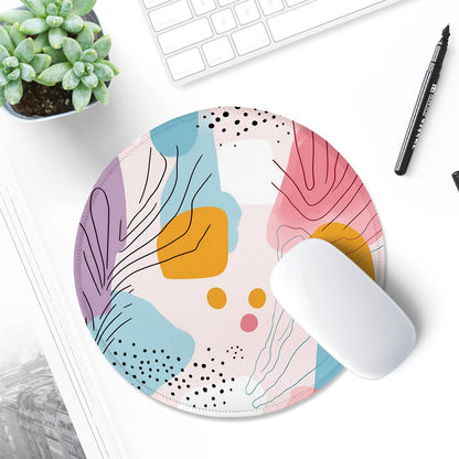round Mouse Pad with Stitched Edge Premium-Textured Waterproof Non-Slip Rubber Base Desktop Protection Mat Diameter 8.7 Inches, Art Style Pattern