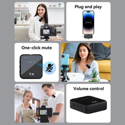 PQRQP 3 in 1 Microphone for Iphone/Android/Camera, Wireless Lavalier Microphone, 328Ft Transmission, 18H Battery Life, Mini Microphone for Springtok