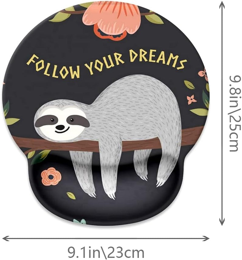 Cute Sloth Mouse Pad with Wrist Rest Support,Cute Custom Gaming Made Non Slip Rubber Base Mousepad, Ergonomic Mouse Wrist Rest Pad Computer Laptop Mousepad (Cute Sloth), 250Mmx230Mmx5Mm