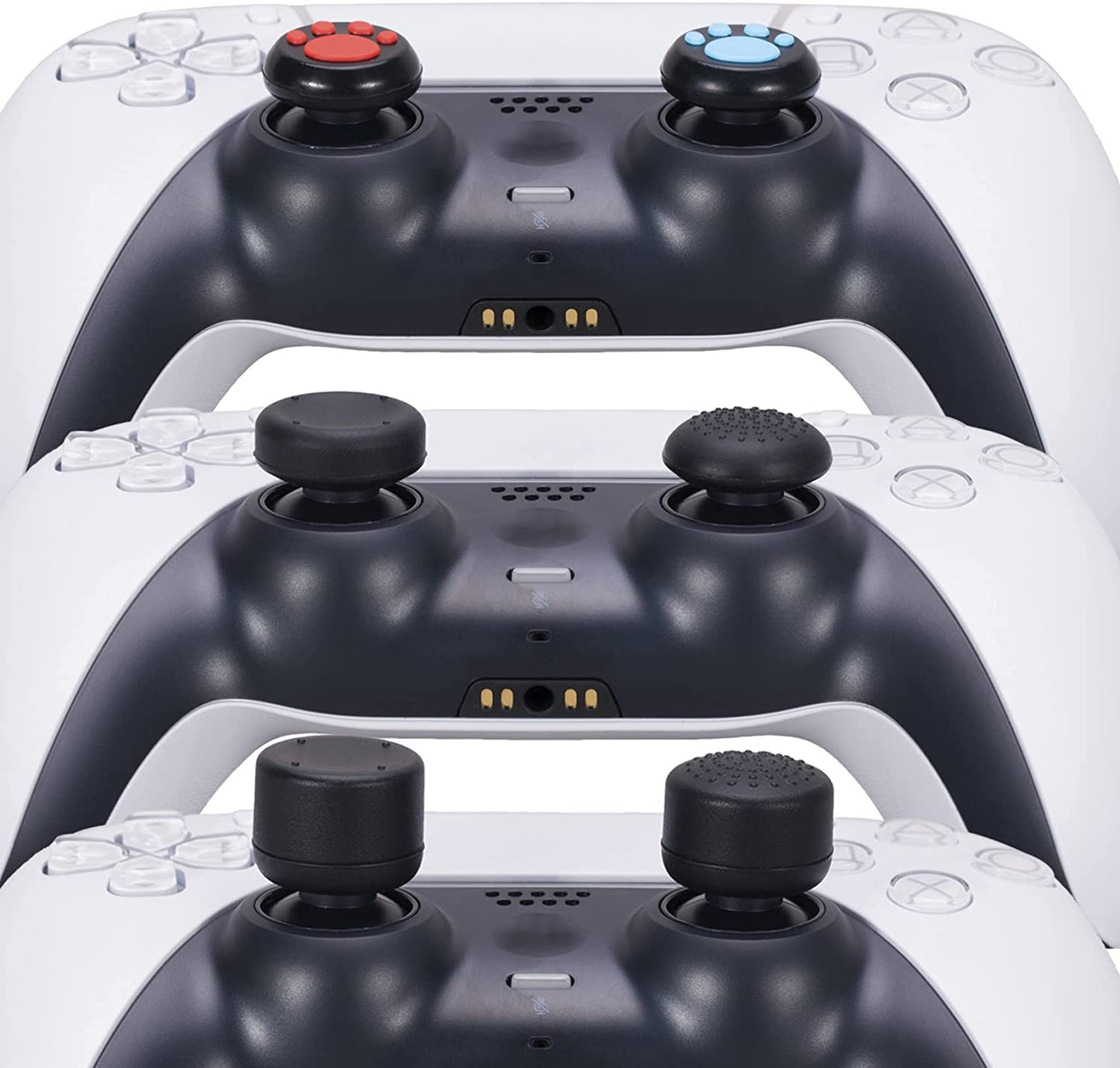 Water Transfer Printing Silicone Thickened Cover Skin Case for PS5 Controller X 1(Leaves Red) with Thumb Grips X 10