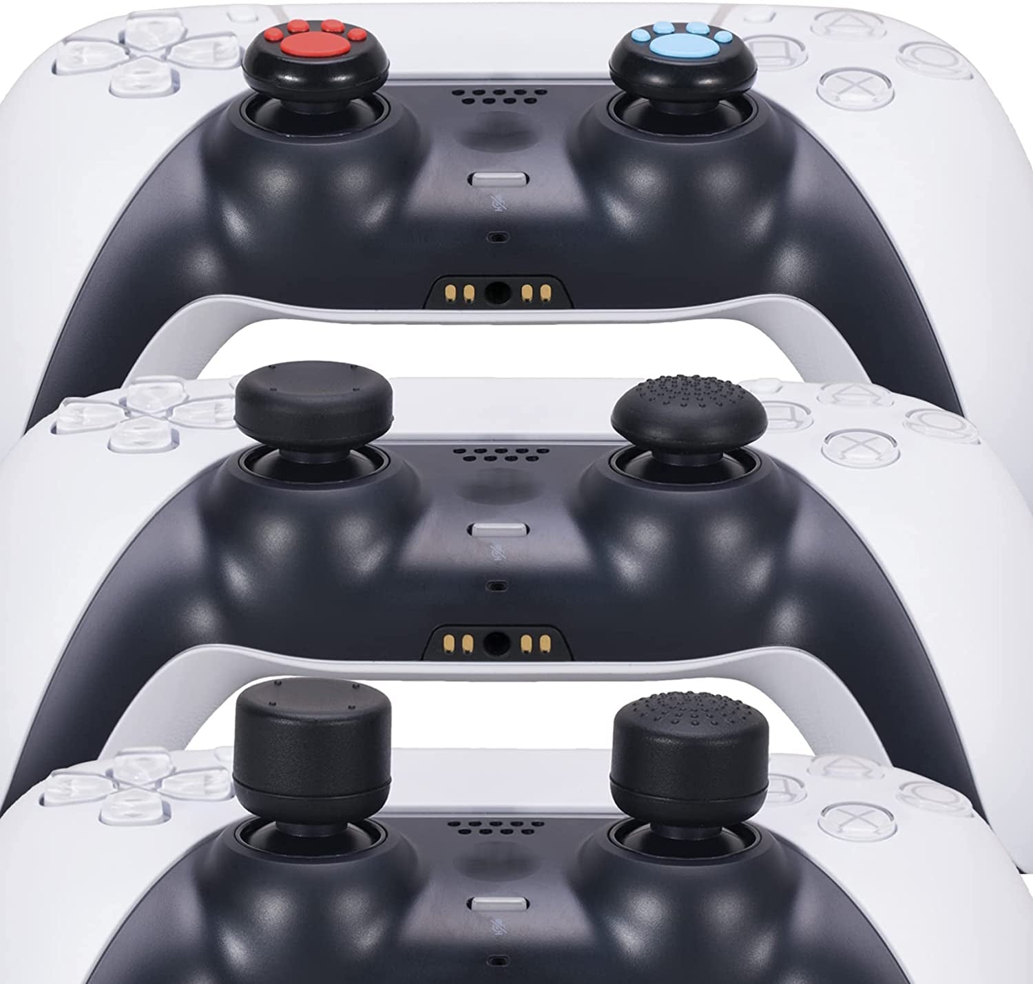 Water Transfer Printing Silicone Thickened Cover Skin Case for PS5 Controller X 1(Leaves Red) with Thumb Grips X 10
