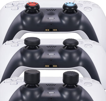 Water Transfer Printing Silicone Thickened Cover Skin Case for PS5 Controller X 1(Leaves Red) with Thumb Grips X 10