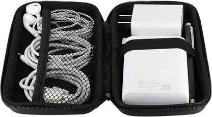 Electronics Organizer Travel Case Small Size Travel Essentials for Women Pouch Tech Purse Hard Protective Shockproof Carrying Charger Power Bank Cable Accessories, 6.5X3.2X1 in (Black)
