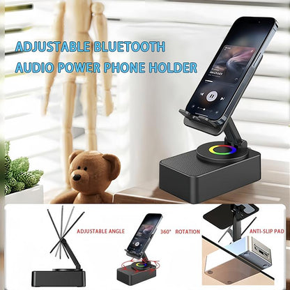 Wireless Audio Bluetooth Speaker with Power Bank, 5 in 1 Phone Holder Speaker, Emergency Charging, Bluetooth 5.0 FM HD Bassup Answer Calls for Kitchen Gym Outdoors Travel Party