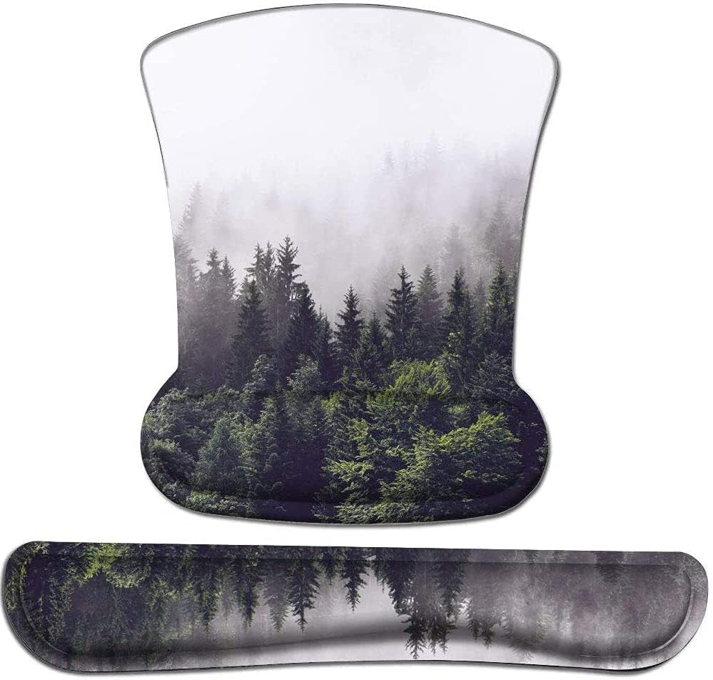 Keyboard Wrist Rest and Mouse Wrist Rest Pad, Made of Memory Foam, Ergonomic Support, Easy Typing and Relieve Wrist Pain for Gaming, Computer, Office, Laptop (D-Forest)