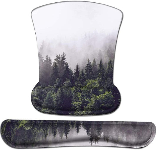Keyboard Wrist Rest and Mouse Wrist Rest Pad, Made of Memory Foam, Ergonomic Support, Easy Typing and Relieve Wrist Pain for Gaming, Computer, Office, Laptop (D-Forest)
