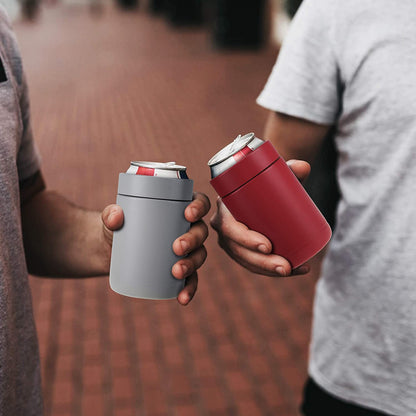 Stainless Steel 12Oz Vacuum Insulated Cooler and Bottle Chiller | Double Wall Can and Bottle Cooler | Copper Plated Metal Chiller | Crimson Red