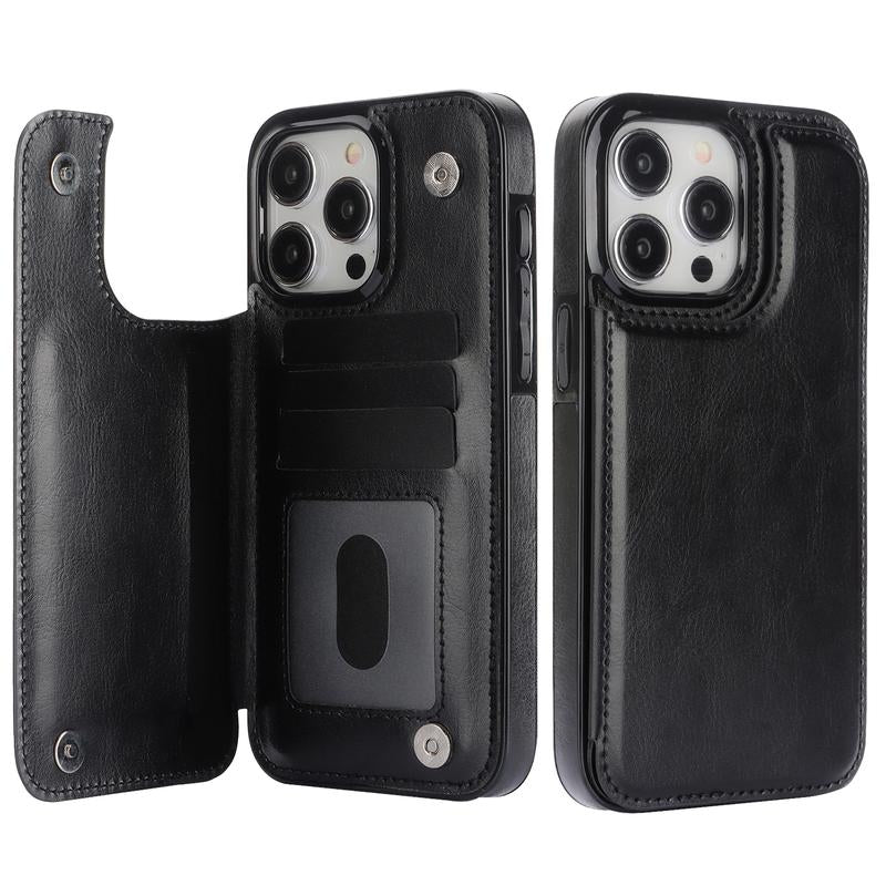 For Iphone 16 15 14 13 12 Pro Max Wallet Case with Card Holder ,PU Leather Kickstand Card Slots Case Double Magnetic Clasp and Durable Shockproof Phone Cover Back Card Wallet,7Colors