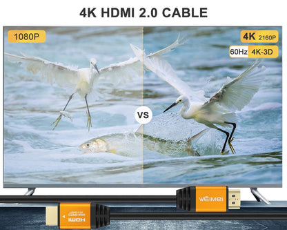 20 Feet 4K HDMI Cable 2.0 HDMI Cord 20Ft Support 4K@60Hz UHD 2160P Ethernet 3D ARC with Gold-Plated Connector and Bare Copper Conductor (From 6Ft to 100 Ft for Choices)
