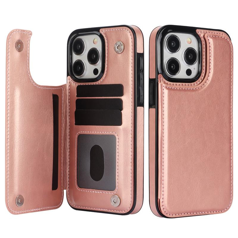 For Iphone 16 15 14 13 12 Pro Max Wallet Case with Card Holder ,PU Leather Kickstand Card Slots Case Double Magnetic Clasp and Durable Shockproof Phone Cover Back Card Wallet,7Colors