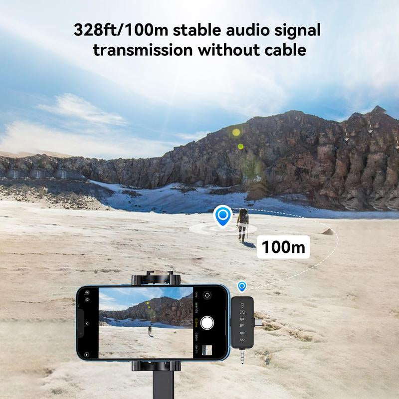 PQRQP 3 in 1 Microphone for Iphone/Android/Camera, Wireless Lavalier Microphone, 328Ft Transmission, 18H Battery Life, Mini Microphone for Springtok