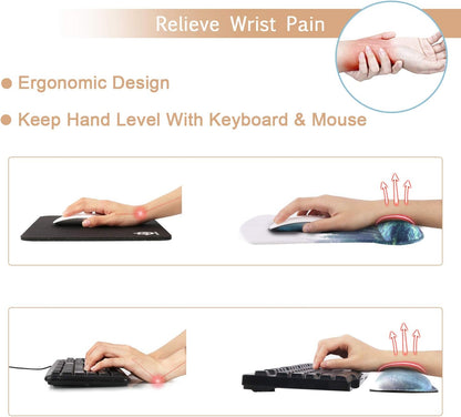 Keyboard Wrist Rest and Mouse Wrist Rest Pad, Made of Memory Foam, Ergonomic Support, Easy Typing and Relieve Wrist Pain for Gaming, Computer, Office, Laptop (D-Forest)