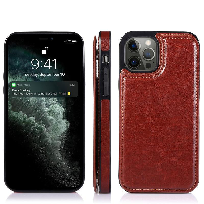 For Iphone 16 15 14 13 12 Pro Max Wallet Case with Card Holder ,PU Leather Kickstand Card Slots Case Double Magnetic Clasp and Durable Shockproof Phone Cover Back Card Wallet,7Colors