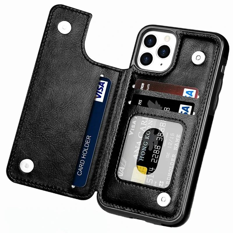 For Iphone 16 15 14 13 12 Pro Max Wallet Case with Card Holder ,PU Leather Kickstand Card Slots Case Double Magnetic Clasp and Durable Shockproof Phone Cover Back Card Wallet,7Colors