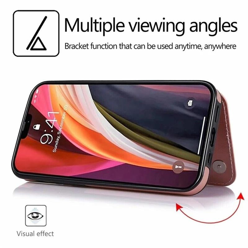 For Iphone 16 15 14 13 12 Pro Max Wallet Case with Card Holder ,PU Leather Kickstand Card Slots Case Double Magnetic Clasp and Durable Shockproof Phone Cover Back Card Wallet,7Colors