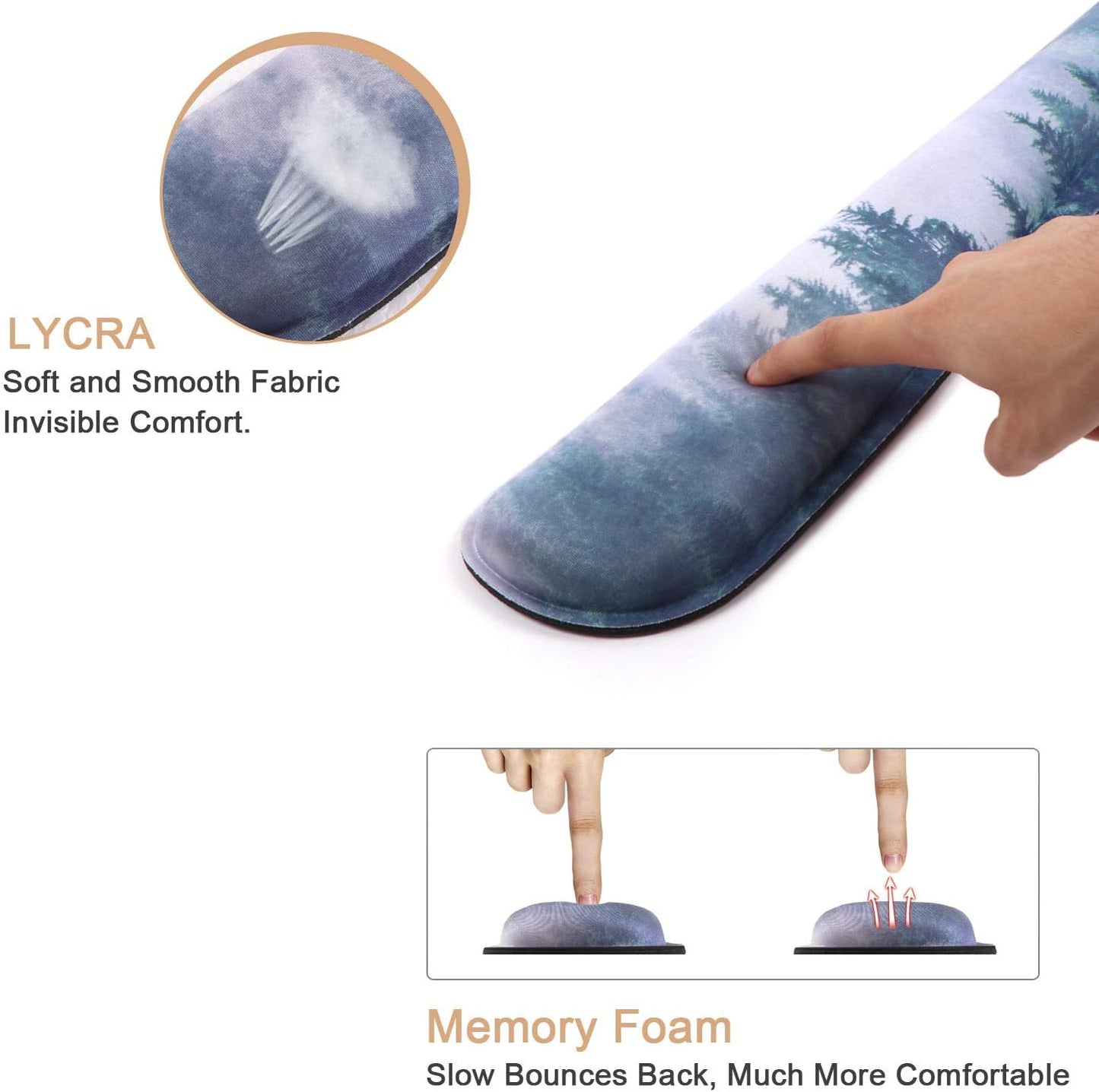Keyboard Wrist Rest and Mouse Wrist Rest Pad, Made of Memory Foam, Ergonomic Support, Easy Typing and Relieve Wrist Pain for Gaming, Computer, Office, Laptop (D-Forest)