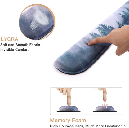 Keyboard Wrist Rest and Mouse Wrist Rest Pad, Made of Memory Foam, Ergonomic Support, Easy Typing and Relieve Wrist Pain for Gaming, Computer, Office, Laptop (D-Forest)