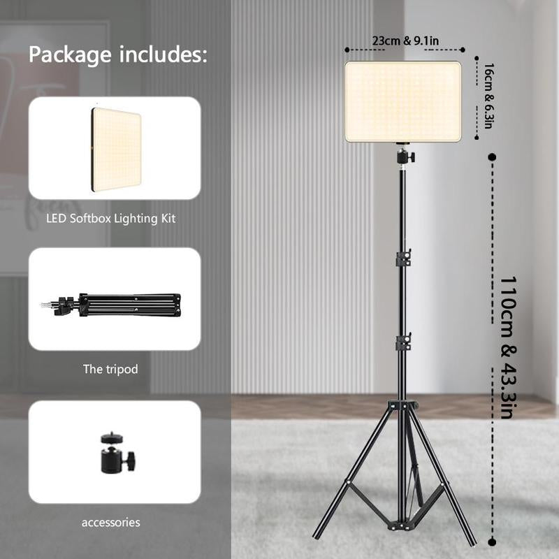LED Video Light, Adjustable Brightness Shooting Fill Light with Tripod Stand, USB Powered Fill Light for Video Recording Live Streaming Make up Vlogging