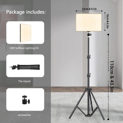 LED Video Light, Adjustable Brightness Shooting Fill Light with Tripod Stand, USB Powered Fill Light for Video Recording Live Streaming Make up Vlogging